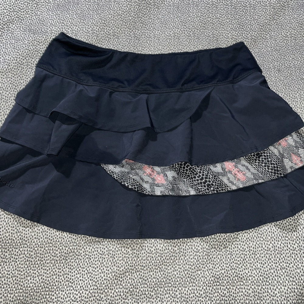 Women's gray Bolle tiered ruffle tennis Skirt Skort Large